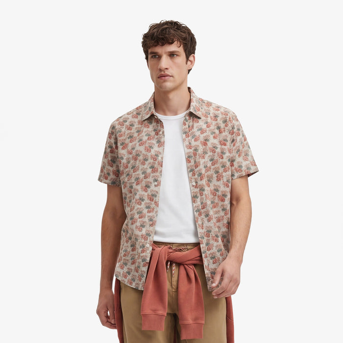 Chemise manches courtes beige avec imprimés personnage