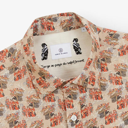 Chemises manches courtes beige avec imprimés personnage Geisha Homme SERGE BLANCO
