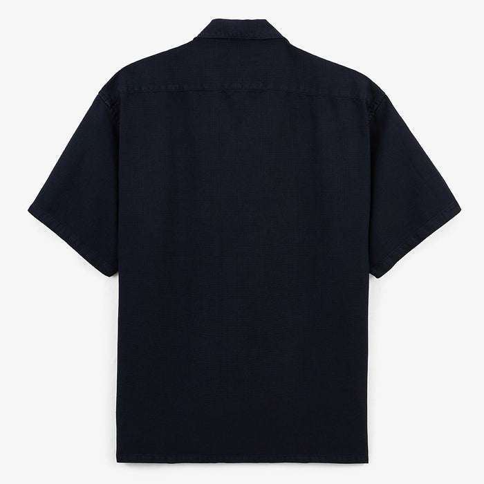 Chemise manches courtes Caracas en coton et lin bleu marine HOMME SERGE BLANCO