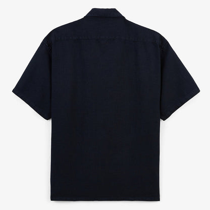 Chemise manches courtes Caracas en coton et lin bleu marine HOMME SERGE BLANCO
