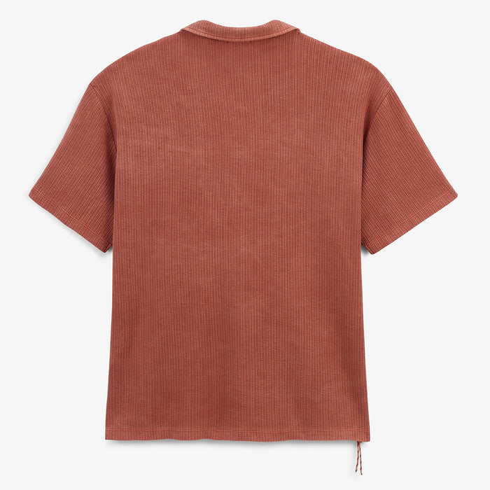 Chemise manches courtes en coton jacquard orange rouille HOMME SERGE BLANCO