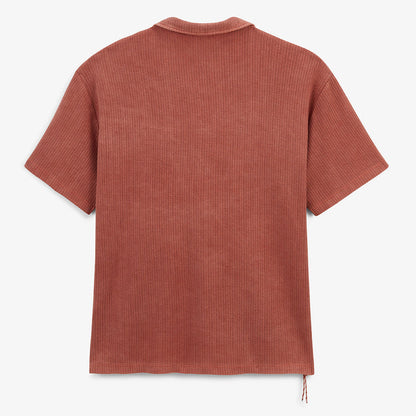 Chemise manches courtes en coton jacquard orange rouille HOMME SERGE BLANCO