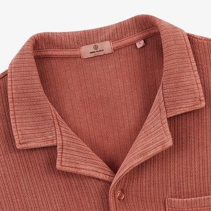 Chemise manches courtes en coton jacquard orange rouille HOMME SERGE BLANCO