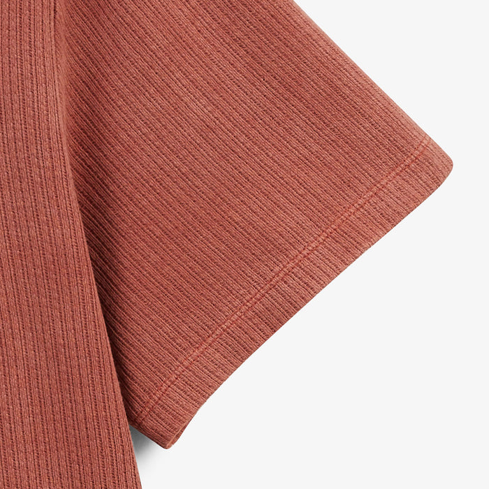 Chemise manches courtes en coton jacquard orange rouille HOMME SERGE BLANCO