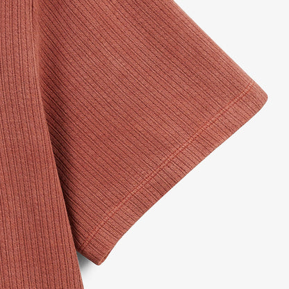 Chemise manches courtes en coton jacquard orange rouille HOMME SERGE BLANCO
