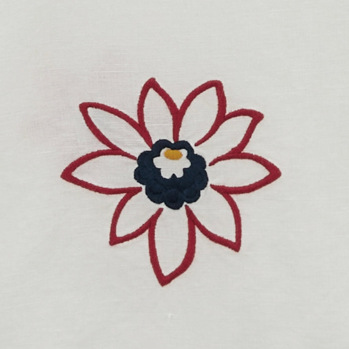 Chemise manches courtes fleurs broderees en lin et coton blanche HOMME SERGE BLANCO
