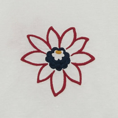 Chemise manches courtes fleurs broderees en lin et coton blanche HOMME SERGE BLANCO