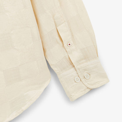 Chemise manches longues à carreaux Jacquard blanc ivoire Charles Homme SERGE BLANCO