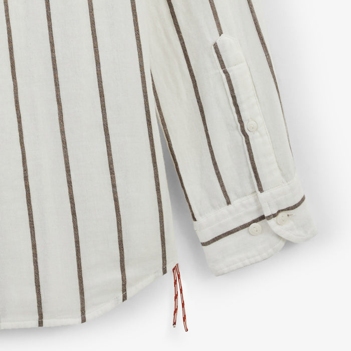 Chemise manches longues a rayures larges en coton vert argile HOMME SERGE BLANCO