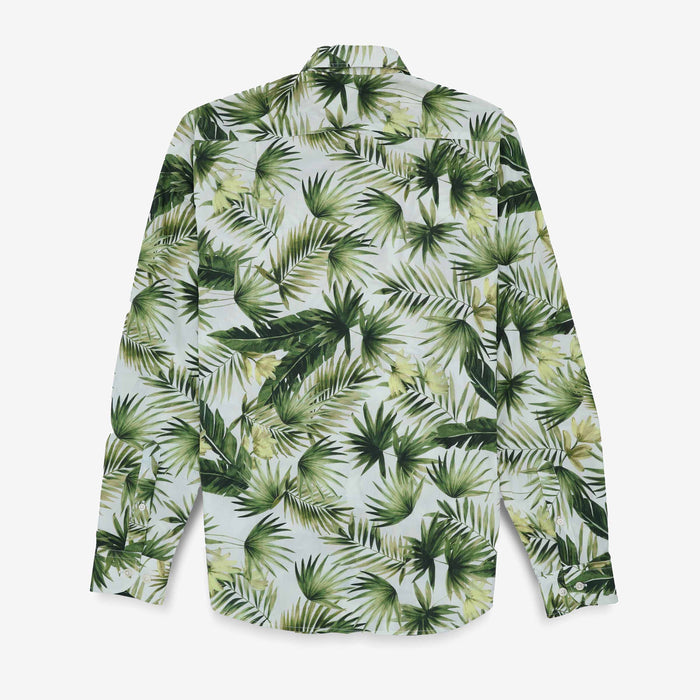 Chemise manches longues brodée en coton vert army