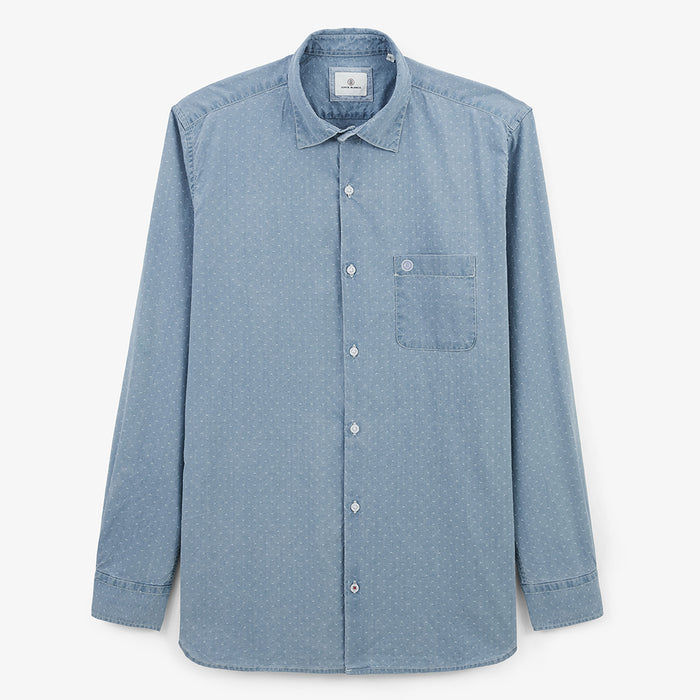 Chemise manches longues denim en coton HOMME SERGE BLANCO