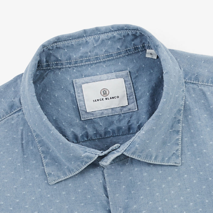 Chemise manches longues denim en coton HOMME SERGE BLANCO