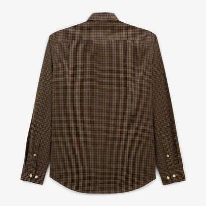 Chemise manches longues en coton à petits carreaux bleu marine Charles Homme SERGE BLANCO