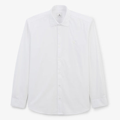 Chemise manches longues en coton stretch unie blanche HOMME SERGE BLANCO