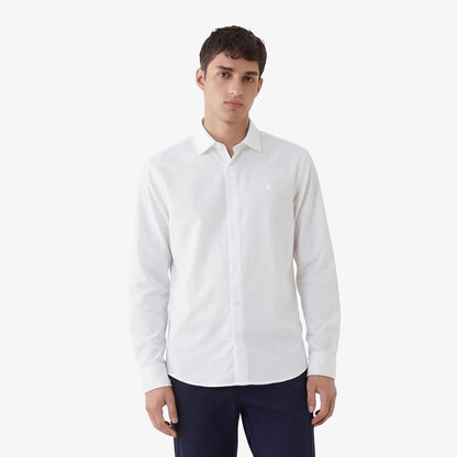 Chemise manches longues en coton stretch unie blanche