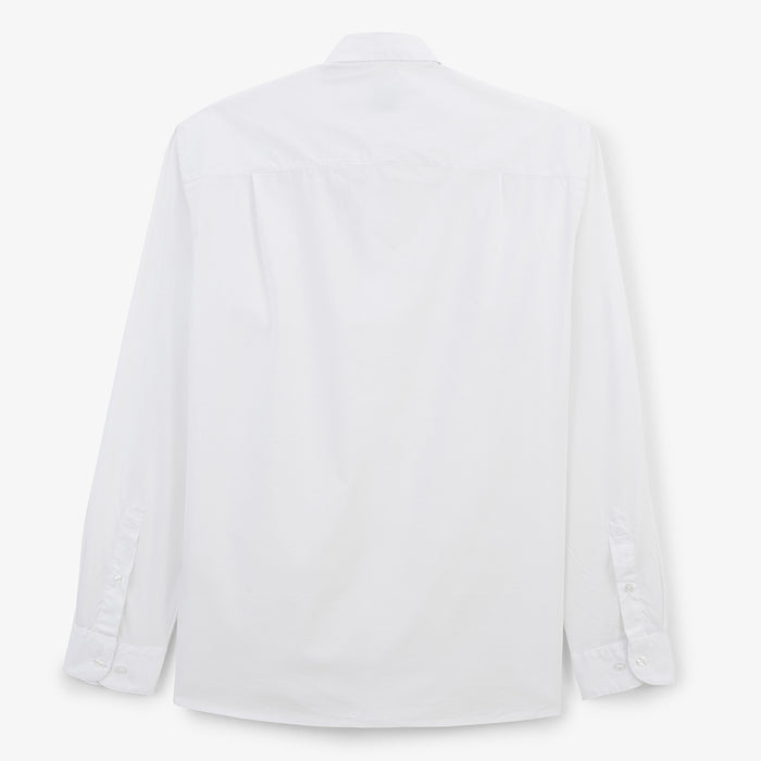 Chemise manches longues en coton stretch unie blanche HOMME SERGE BLANCO