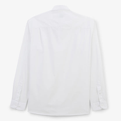 Chemise manches longues en coton stretch unie blanche HOMME SERGE BLANCO