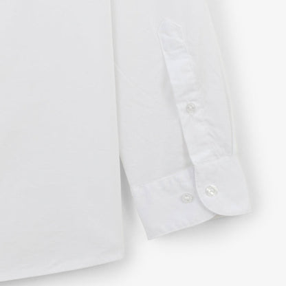 Chemise manches longues en coton stretch unie blanche HOMME SERGE BLANCO