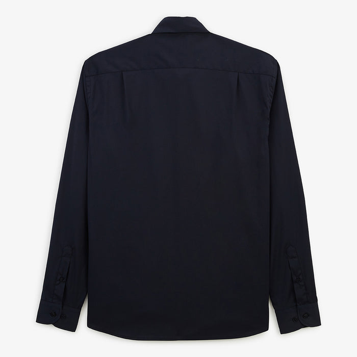 Chemise manches longues en coton stretch unie bleu marine HOMME SERGE BLANCO