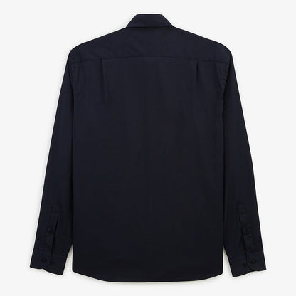 Chemise manches longues en coton stretch unie bleu marine HOMME SERGE BLANCO