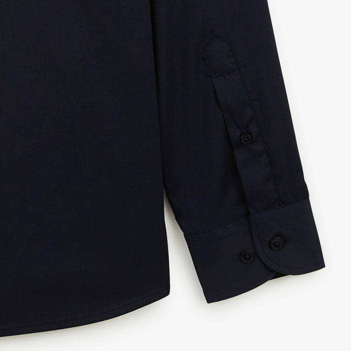 Chemise manches longues en coton stretch unie bleu marine HOMME SERGE BLANCO