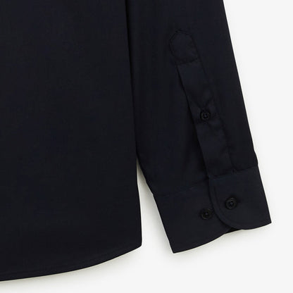 Chemise manches longues en coton stretch unie bleu marine HOMME SERGE BLANCO
