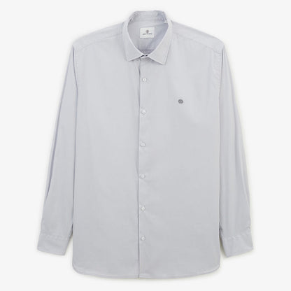 Chemise manches longues en coton stretch unie gris perle HOMME SERGE BLANCO