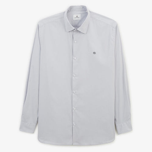 Chemise manches longues en coton stretch unie gris perle HOMME SERGE BLANCO