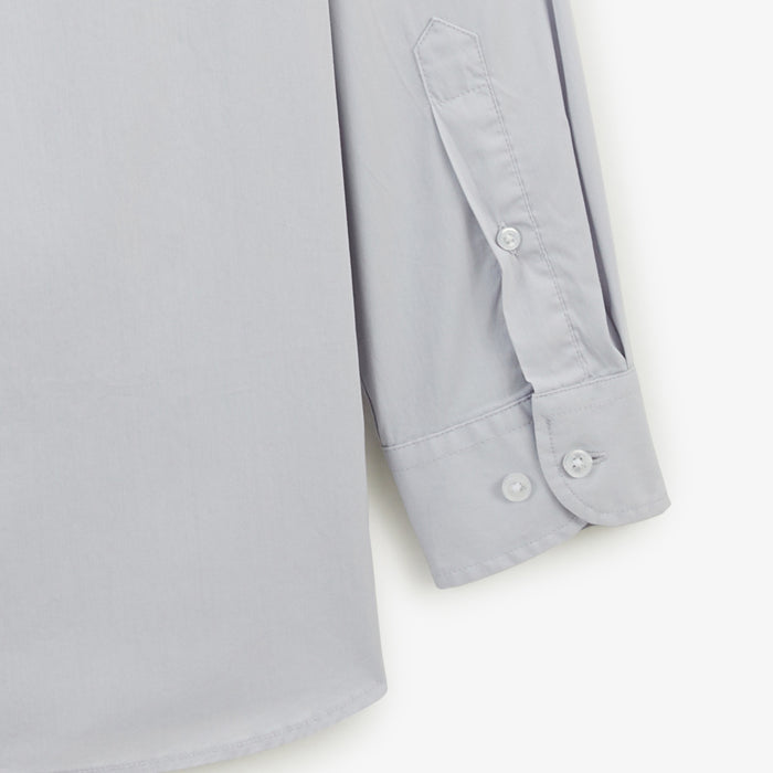 Chemise manches longues en coton stretch unie gris perle HOMME SERGE BLANCO
