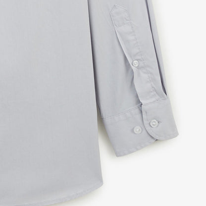 Chemise manches longues en coton stretch unie gris perle HOMME SERGE BLANCO