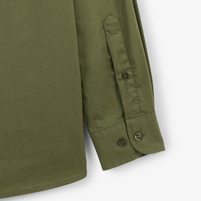 Chemise manches longues en coton stretch unie vert army HOMME SERGE BLANCO