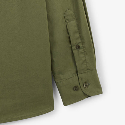 Chemise manches longues en coton stretch unie vert army HOMME SERGE BLANCO