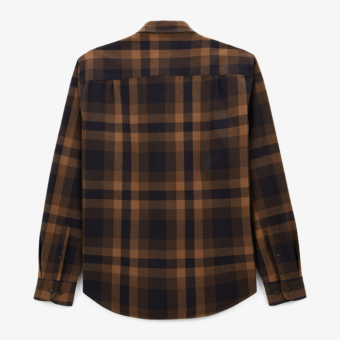 Chemise manches longues en coton twill à carreaux marron Charles Homme SERGE BLANCO