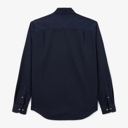 Chemise Manches Longues En Coton Twill Bleu Dark Navy Unie Charles Homme SERGE BLANCO