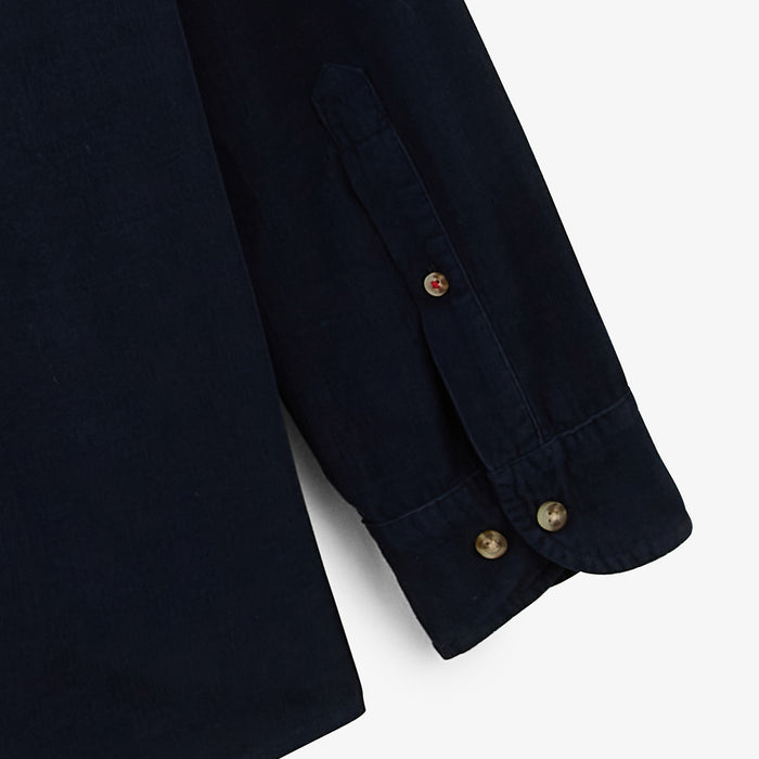 Chemise Manches Longues En Coton Twill Bleu Dark Navy Unie Charles Homme SERGE BLANCO