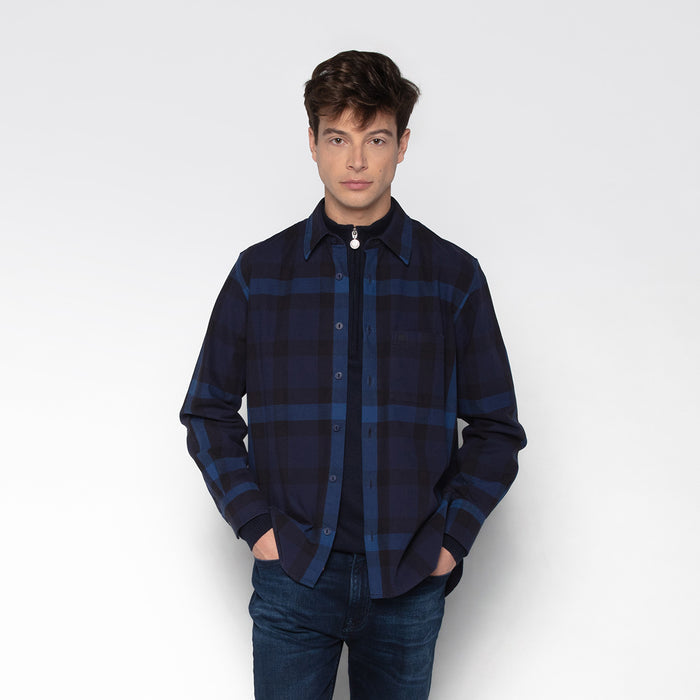 Chemise Manches Longues En Coton Velours Bleu Marine Amsterdam Homme SERGE BLANCO