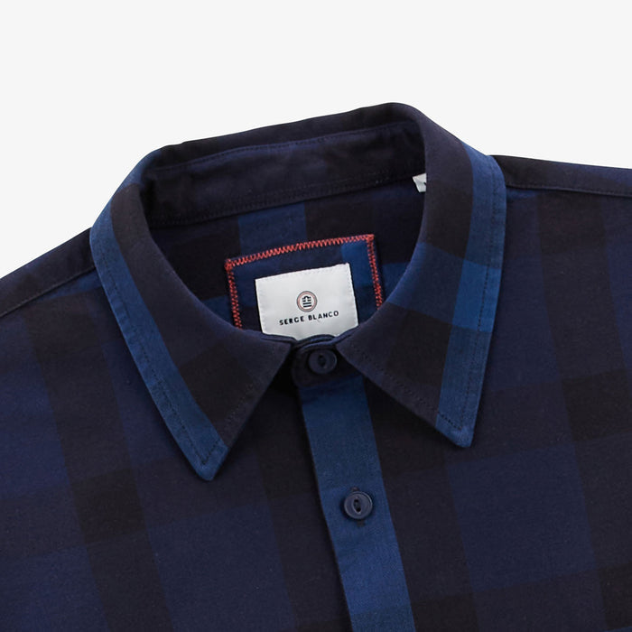 Chemise Manches Longues En Coton Velours Bleu Marine Amsterdam Homme SERGE BLANCO
