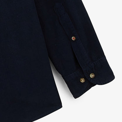 Chemise manches longues en coton velours bleu dark navy Charles Homme SERGE BLANCO