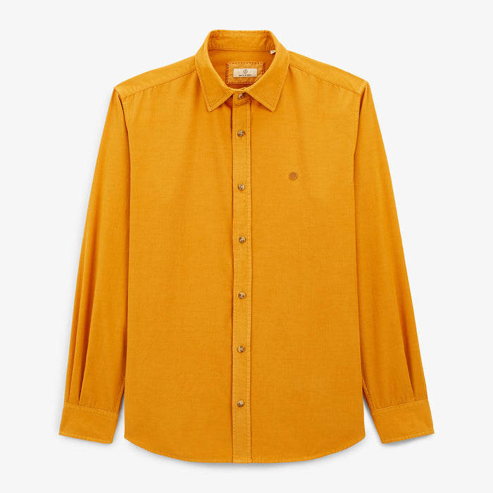 Chemise manches longues en coton velours jaune gold Charles Homme SERGE BLANCO
