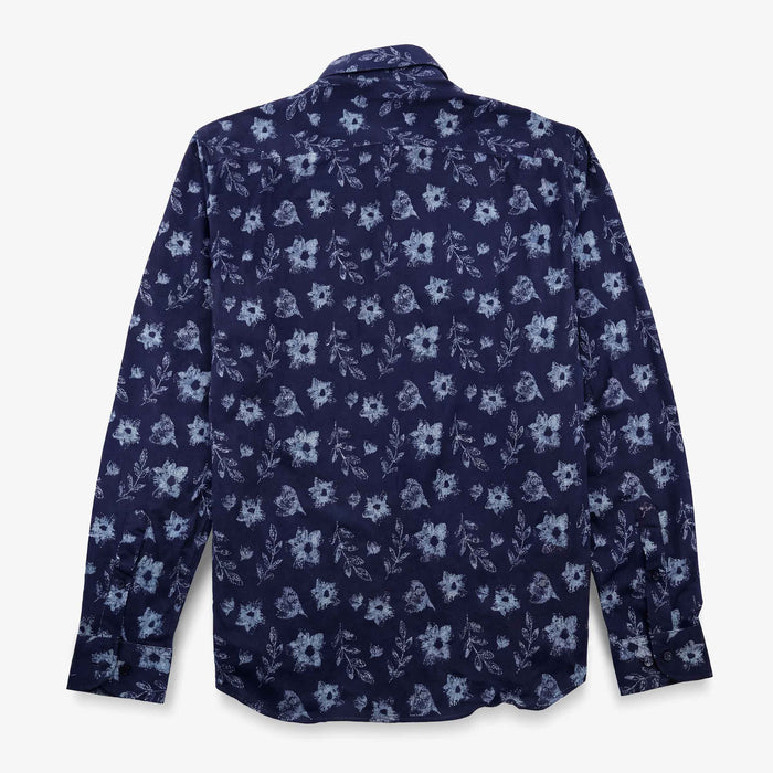 Chemises Charles manches longues bleu foncé en coton