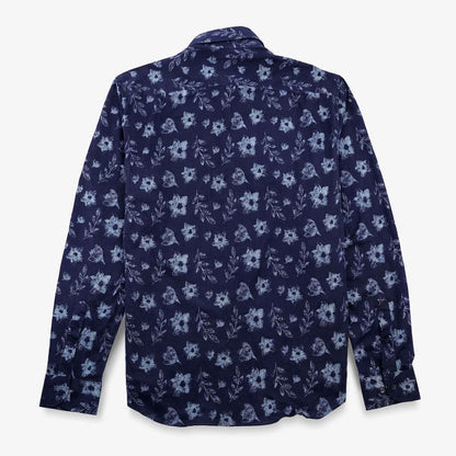 Chemises Charles manches longues bleu foncé en coton
