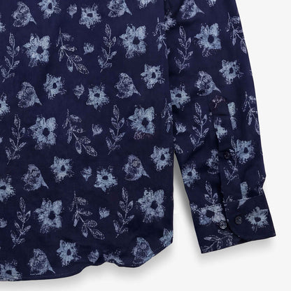 Chemises Charles manches longues bleu foncé en coton