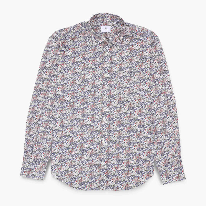 Chemises manches longues brodée blanche et bleue en coton
