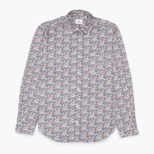 Chemises manches longues brodée blanche et bleue en coton