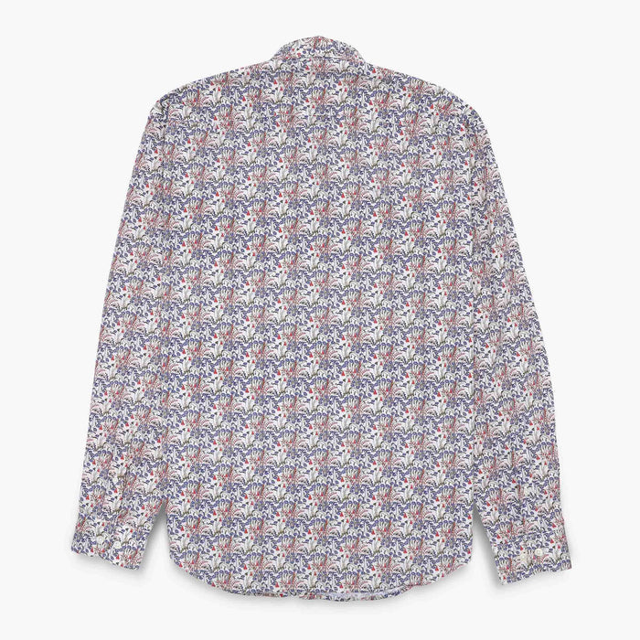 Chemises manches longues brodée blanche et bleue en coton