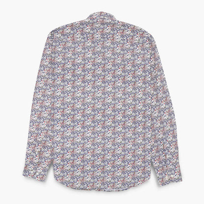 Chemises manches longues brodée blanche et bleue en coton