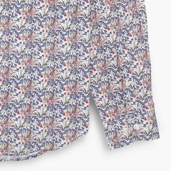 Chemises manches longues brodée blanche et bleue en coton