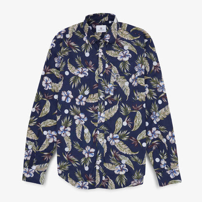 Chemises manches longues brodée en coton violet pourpre