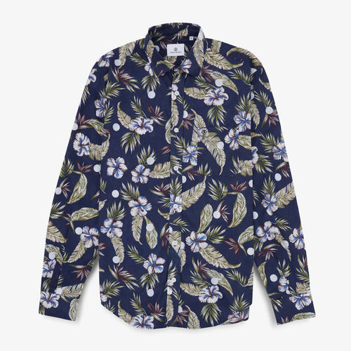 Chemises manches longues brodée en coton violet pourpre