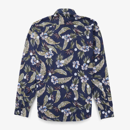 Chemises manches longues brodée en coton violet pourpre